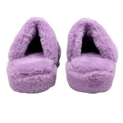 Versace Flat Shoes Fur Light Purple Gold Unused Mule Slippers