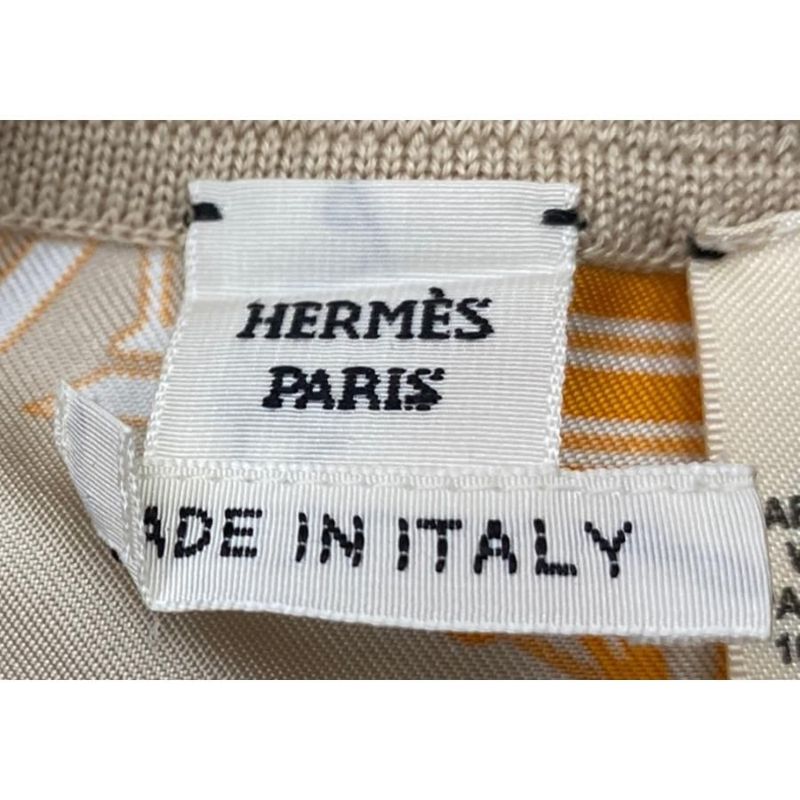 Hermes Twill Raine Long Sleeve Knit Exlibris Beige Size 36 Cashmere with Box