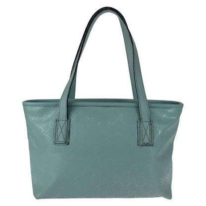 Gucci GG Imprime Light Blue Silver Hardware Leather 211138 Tote Bag Shoulder