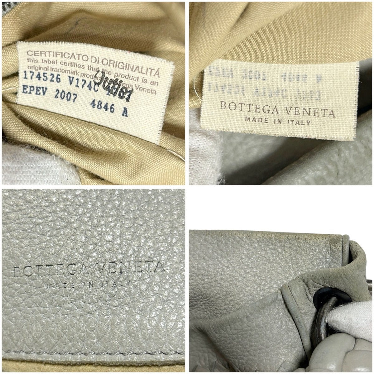Bottega Veneta One Shoulder Bag Intrecciato Leather Light Gray Braided — view 12