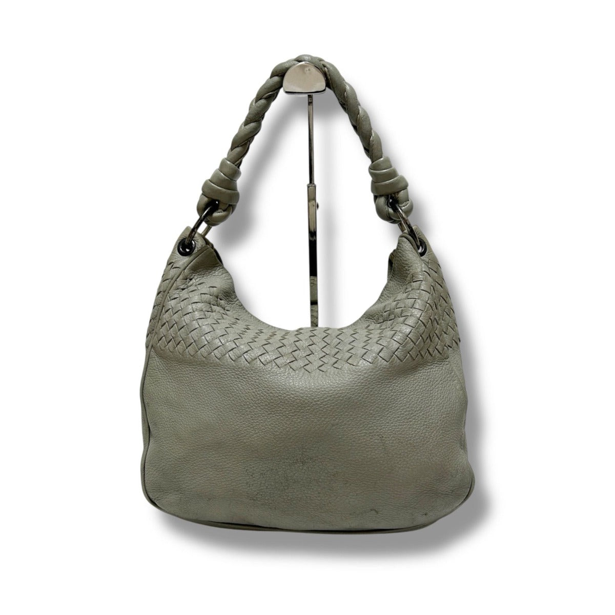 Bottega Veneta One Shoulder Bag Intrecciato Leather Light Gray Braided — view 13