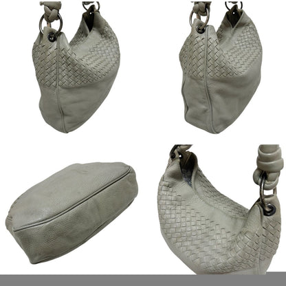 Bottega Veneta One Shoulder Bag Intrecciato Leather Light Gray Braided — view 4