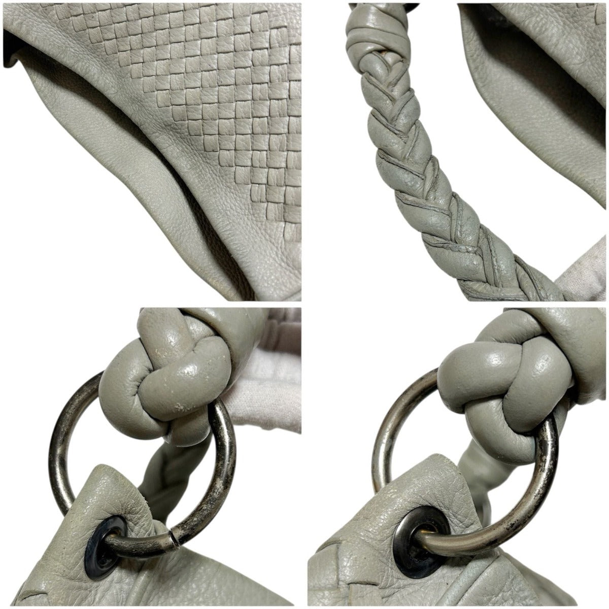 Bottega Veneta One Shoulder Bag Intrecciato Leather Light Gray Braided — view 5