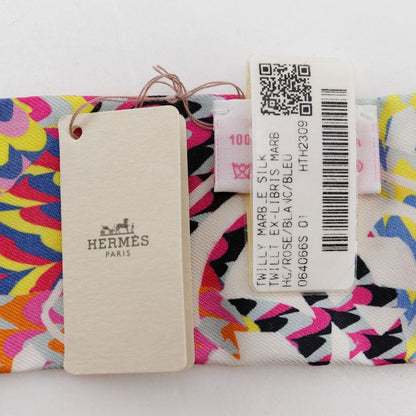 Hermes Twilly Kyoto Marble Silk White Rose Women's Scarf