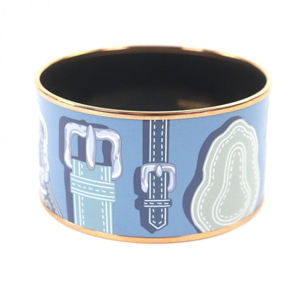 Hermes Harnais Des Presidents XL Encres Enamel Bangle Breast Blue Gray Pink