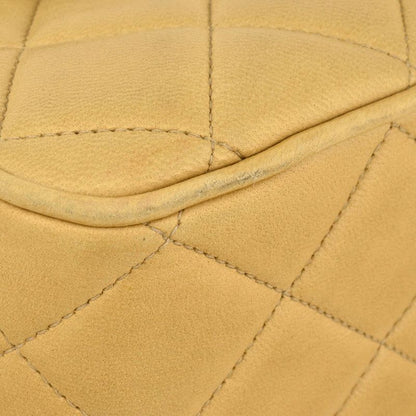 Chanel Shoulder Bag Lambskin Beige Gold Hardware Diana Flap Coco Mark Fringe