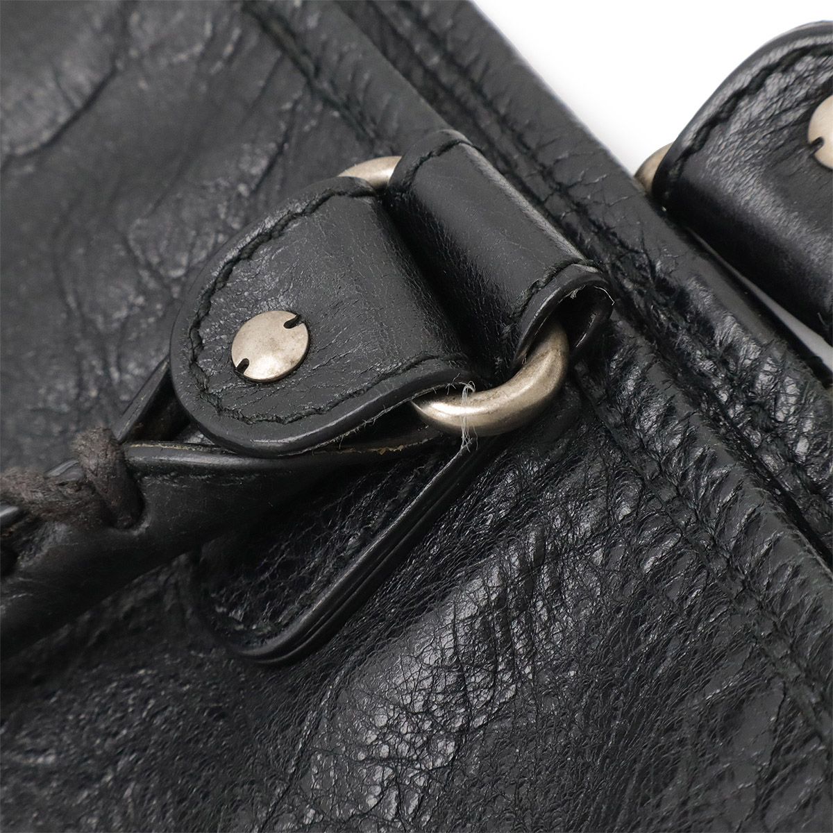 Balenciaga Tote Bag 2WAY Shoulder Bag Leather Black With Silver Hardware 298978