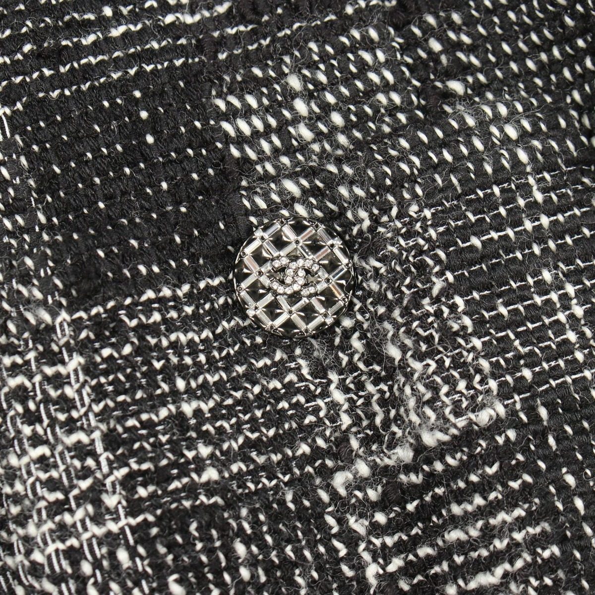 Chanel Collarless Jacket CC Logo Button Tweed Wool — view 10