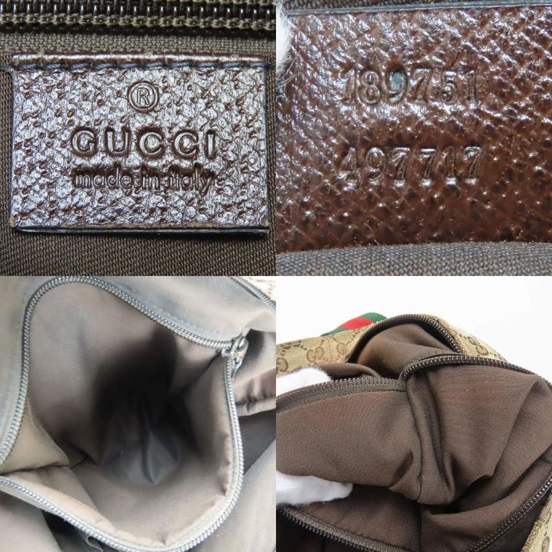 Gucci Shoulder Bag 189751 Shree Line GG Canvas Beige Silver Hardware Crossbody