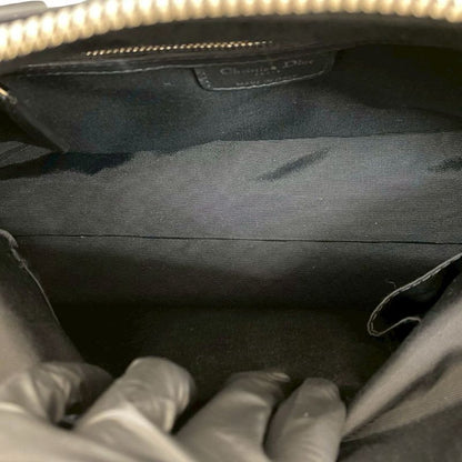 Christian Dior Karenina CD Logo Charm Hardware Leather Handbag Tote Bag Black