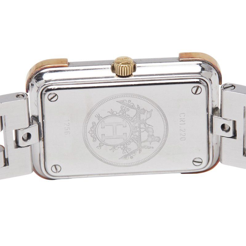 Hermes Croisure Cr1220 Silver Gold Stainless Steel Plated Ladies Hermes