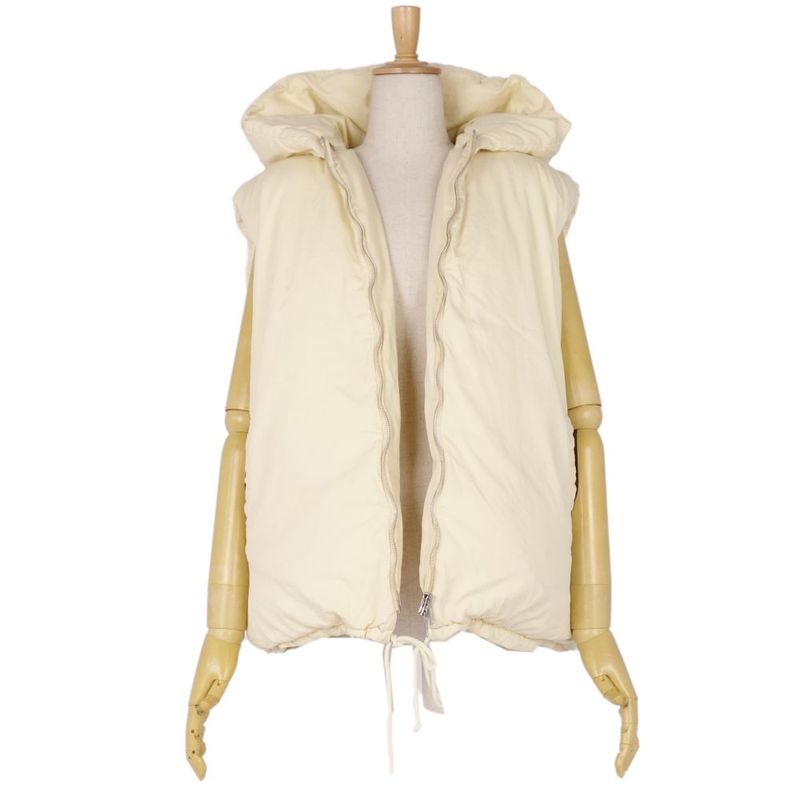 Celine Vest 2-way Hooded Down Vest Cotton Silk Outerwear Women's Made In France