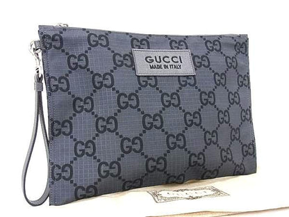 Gucci 770662 GG Pattern GG Canvas Clutch Bag Second Bag Men's Grey And Black