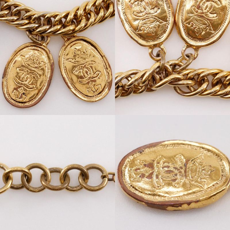 Chanel Medallion Charm Coco Mark Chain Gold Plated Ladies 83.4g Bracelet