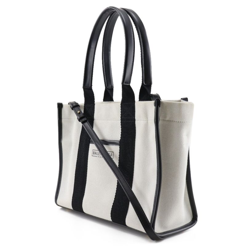 Balenciaga Hardware Small 2WAY Shoulder 671402 Canvas Black/white Women's Tote