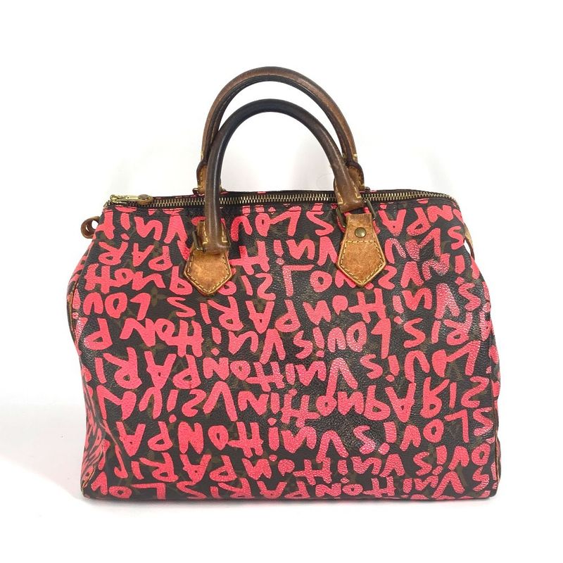 Louis Vuitton Speedy 30 M93704 Monogram Graffiti Canvas Fuchsia Pink