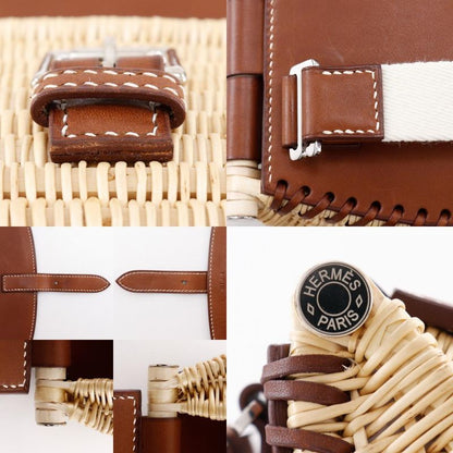 Hermes Fishing Basket Bag Leather X Willow Brown Women Shoulder Bag