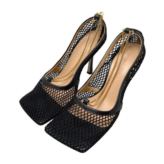 Bottega Veneta Stretch Pumps Mesh Chain High Heel 578321vbps11058 38 1 2 Nero
