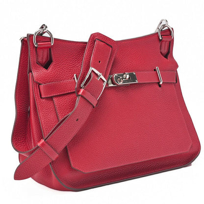Hermes Gipsyère 34 Shoulder Bag Taurillon Clemence Rouge Casaque (silver