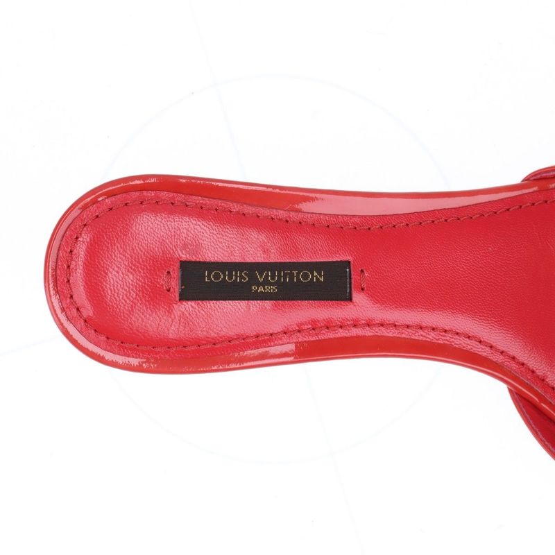 Louis Vuitton 08 Butterfly V Mark Patent Leather Mules Women's 35 Bl0048 Red