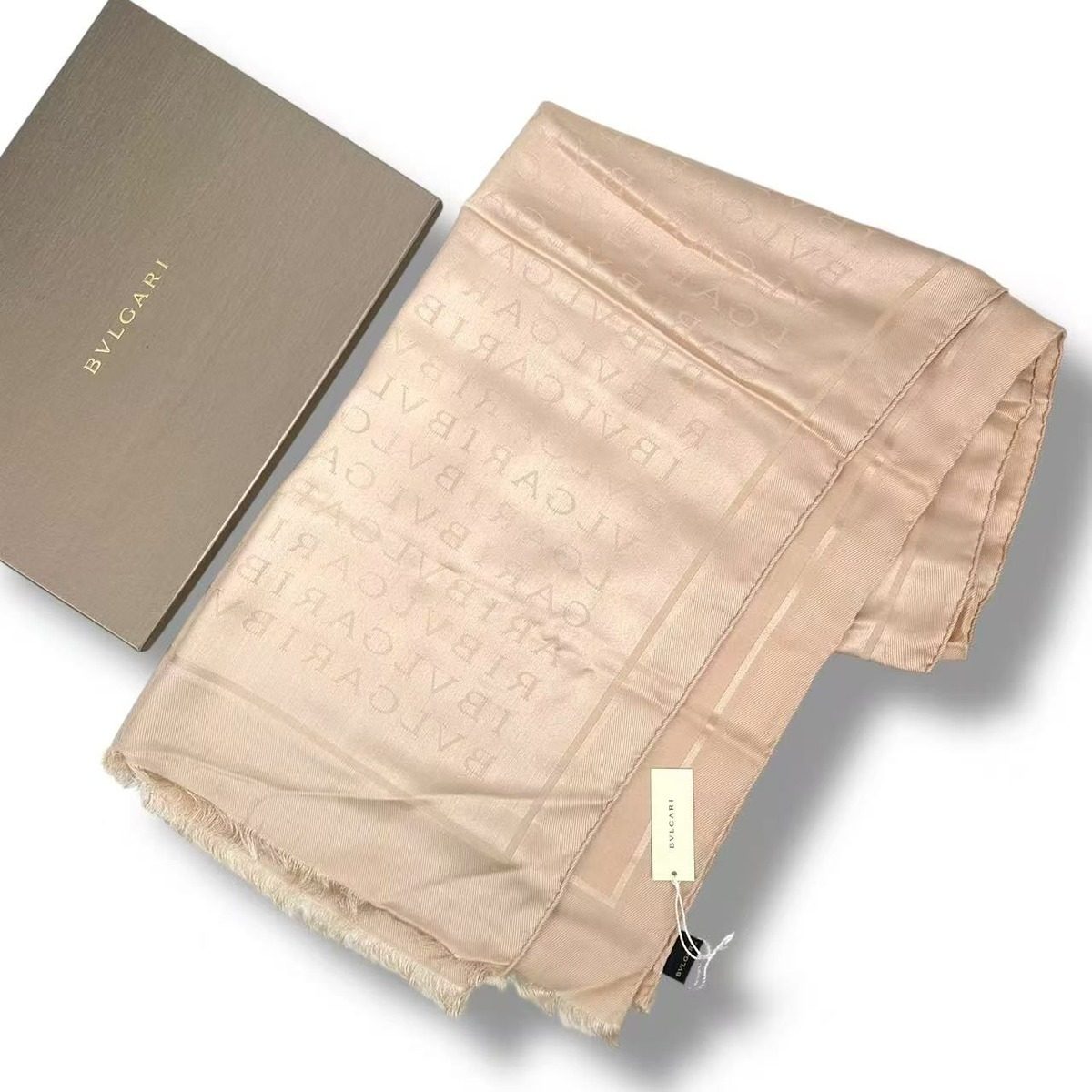 Bvlgari Scarf Shawl Silk All Over Pattern Pink