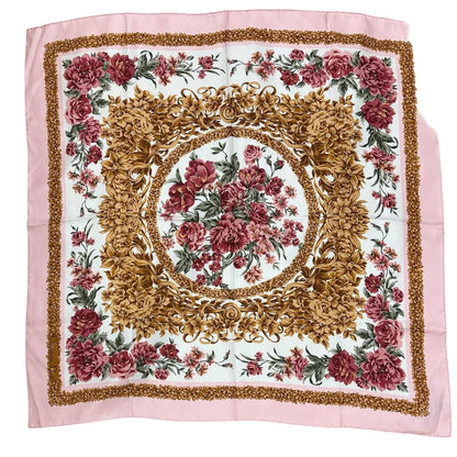 Dior Floral Silk Pink Scarf
