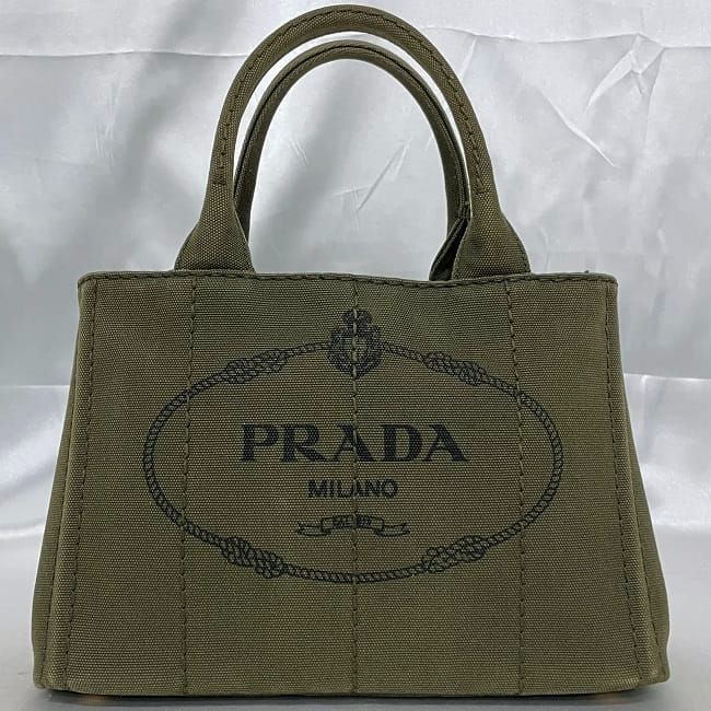 Prada 2 Way Bag Canapa Tote F22949 Khaki