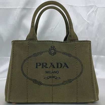 Prada 2 Way Bag Canapa Tote F22949 Khaki