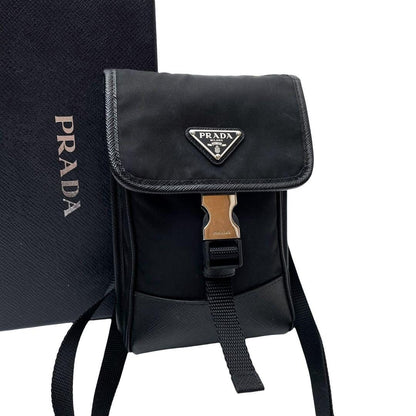 Prada Saffiano Triangle Plate Logo Phone Case