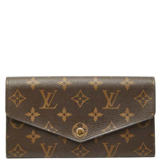 Louis Vuitton Monogram Portefeuille Sarah Wallet Brown Fuchsia Leather