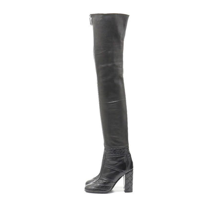 Chanel Boots Size 37 1 2 C Matelasse Long Leather Knee High Boots Cy High Boots
