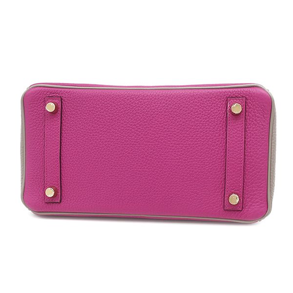 Hermes Handbag Birkin 25 Togo Rose Purple and Tourtière Gray Gold Hardware [po