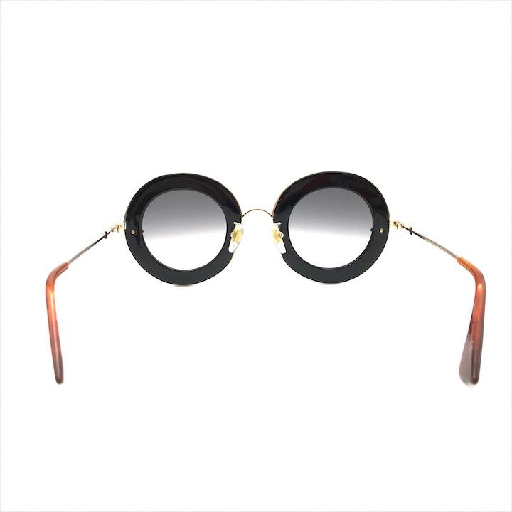 Gucci L'aveugle Paramor Round Frame Sunglasses Eyewear Gold Black