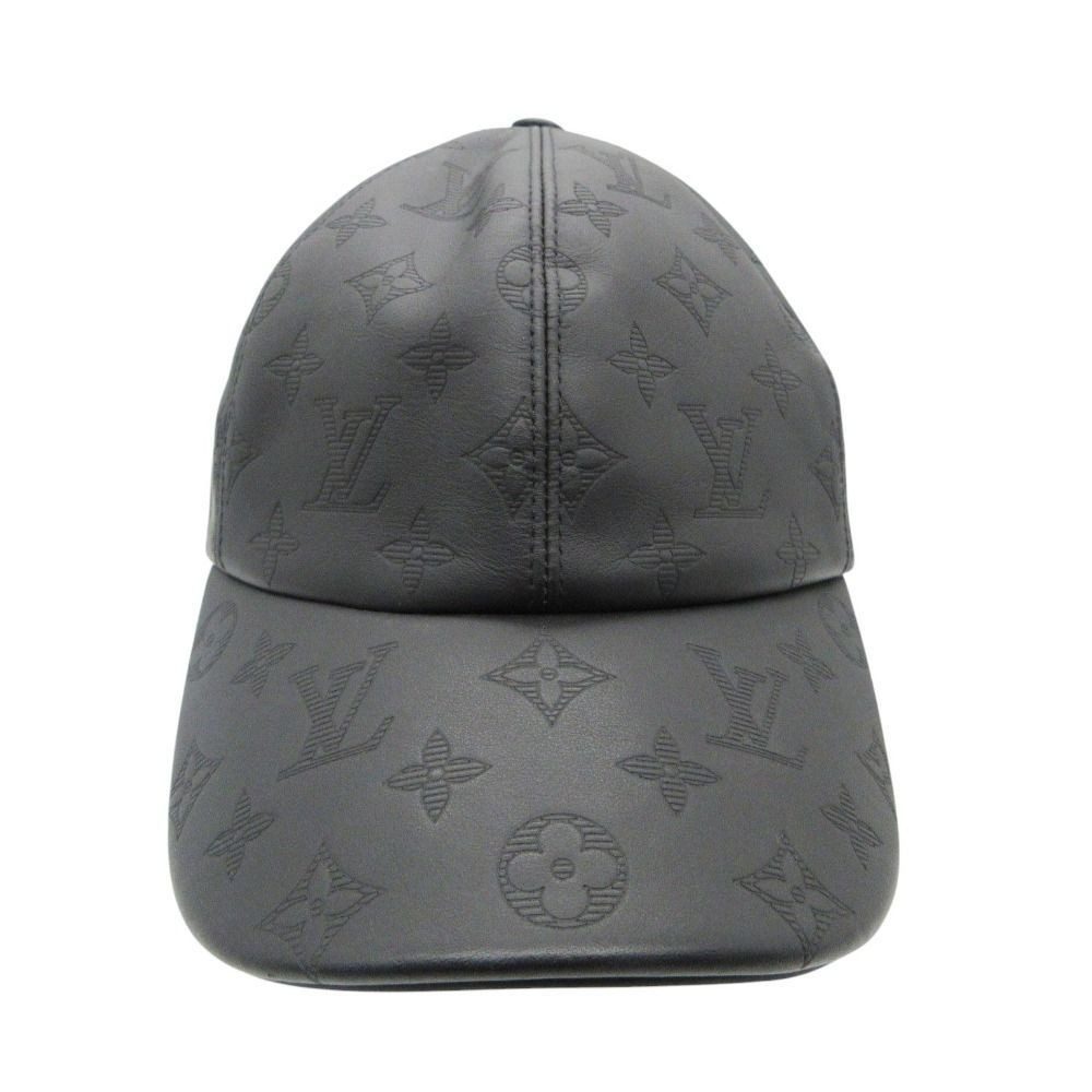 Louis Vuitton Cap Monogram Shadow Leather Hat Black