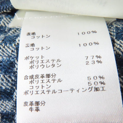 Louis Vuitton 2022 Monogram Leather Patched Damier Pattern Denim Pants Navy 34