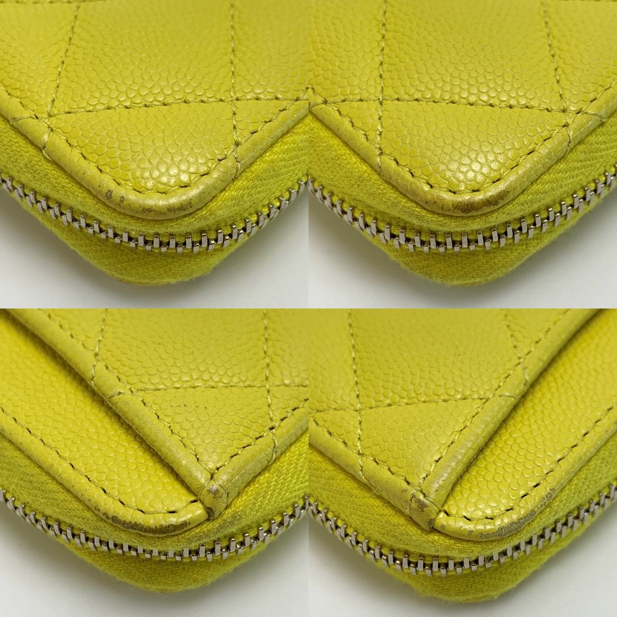 Chanel Matelasse Caviar Skin Ap0216 Yellow Wallet Coin Case