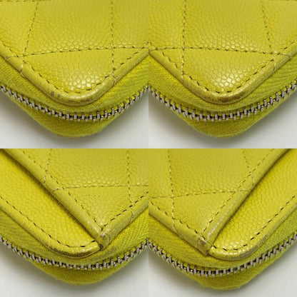 Chanel Matelasse Caviar Skin Ap0216 Yellow Wallet Coin Case