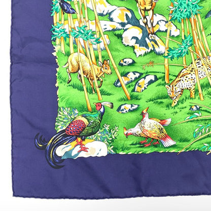 Hermes Carre 90 Sichlian Sichuan Sicilian Animal Scarf 100% Silk Navy