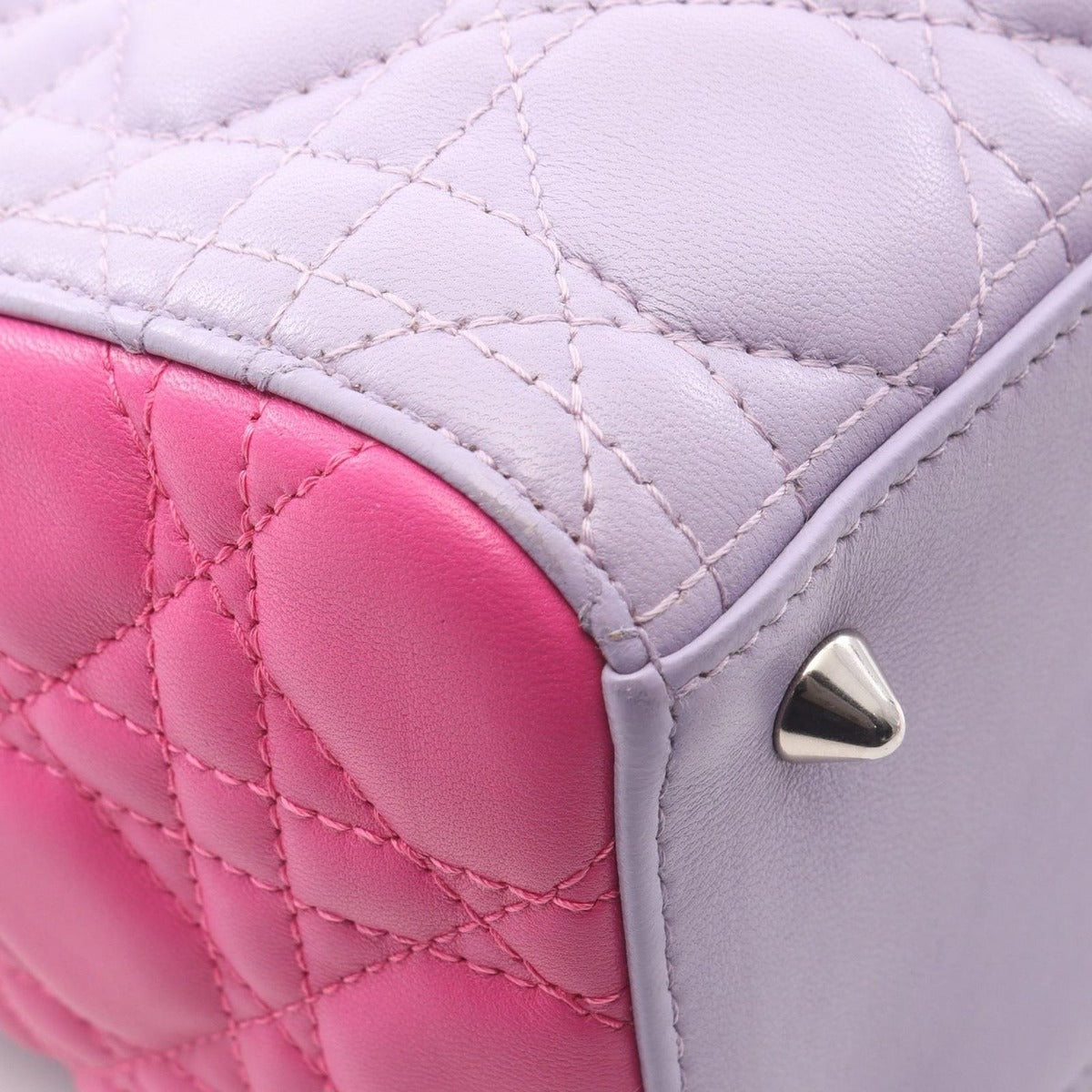 Dior Handbag Lady Pink Lavender Leather Cannage 2-Way Tote — view 5