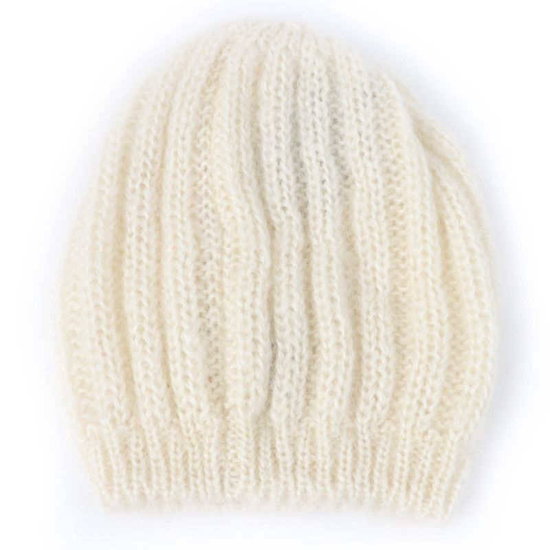 Gucci 331985 Mohair Silk Interlocking G Knit Hat Knit Cap Ivory L Made In Italy