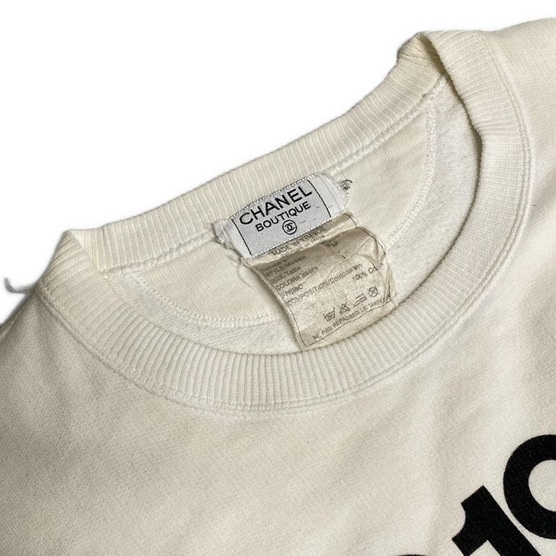 Chanel Trainers Size XL Women's 26412 White And Black Long Sleeves / Logo Print