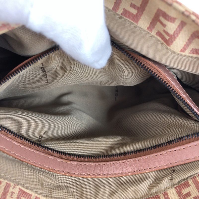 Fendi Zucchino Beige Pink Silver Hardware Canvas/leather Shoulder Bag Pochette