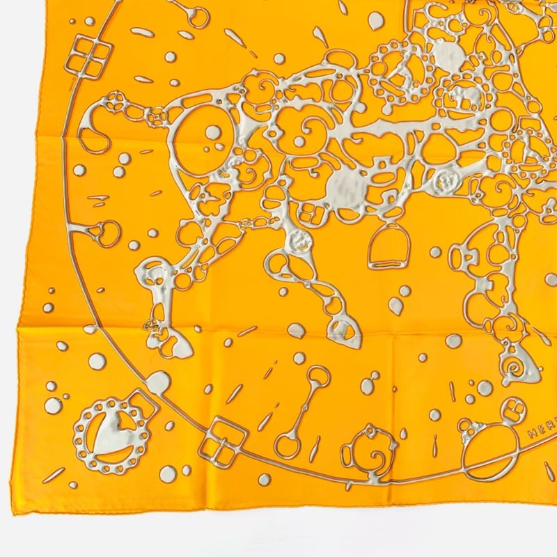 Hermes Carre 90 Silk Scarf Cheval Fusion Orange