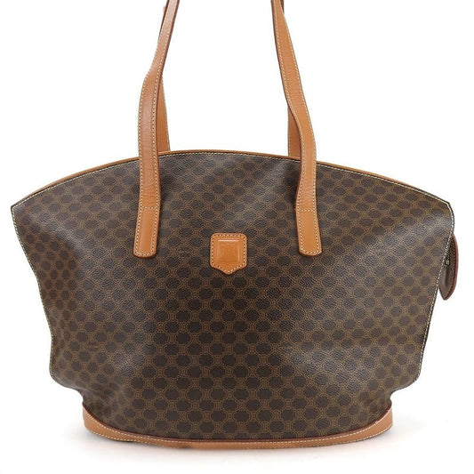 Celine Tote Bag Macadam Leather Brown Gold Hardware