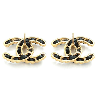 Chanel Earrings Logo Earrings Gold/black