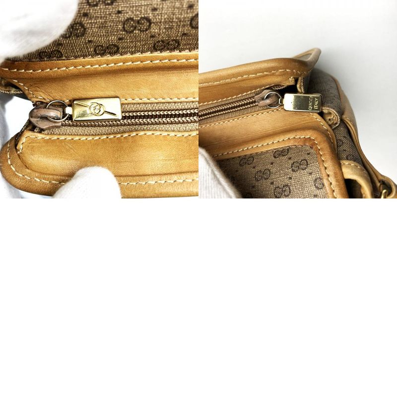 Gucci Old Gucci 001 4798 Shoulder Bag Vintage Brown Pvc/gg Supreme Canvas Micro