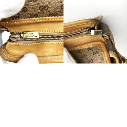 Gucci Old Gucci 001 4798 Shoulder Bag Vintage Brown Pvc/gg Supreme Canvas Micro