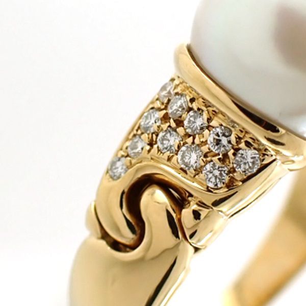 Bvlgari Passo Doppio Pearl Ring 18K Diamond No 11 Pearl 8.8 mm (0.35in) Bulgari
