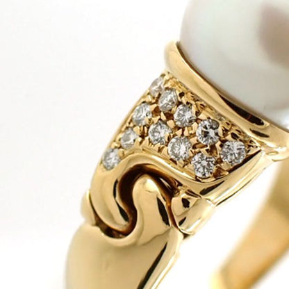 Bvlgari Passo Doppio Pearl Ring 18K Diamond No 11 Pearl 8.8 mm (0.35in) Bulgari