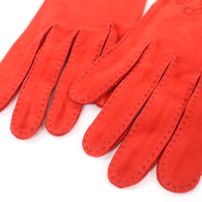 Hermes H Lift Suede Leather Gloves Fashion Accessories Orange 7 Made In France